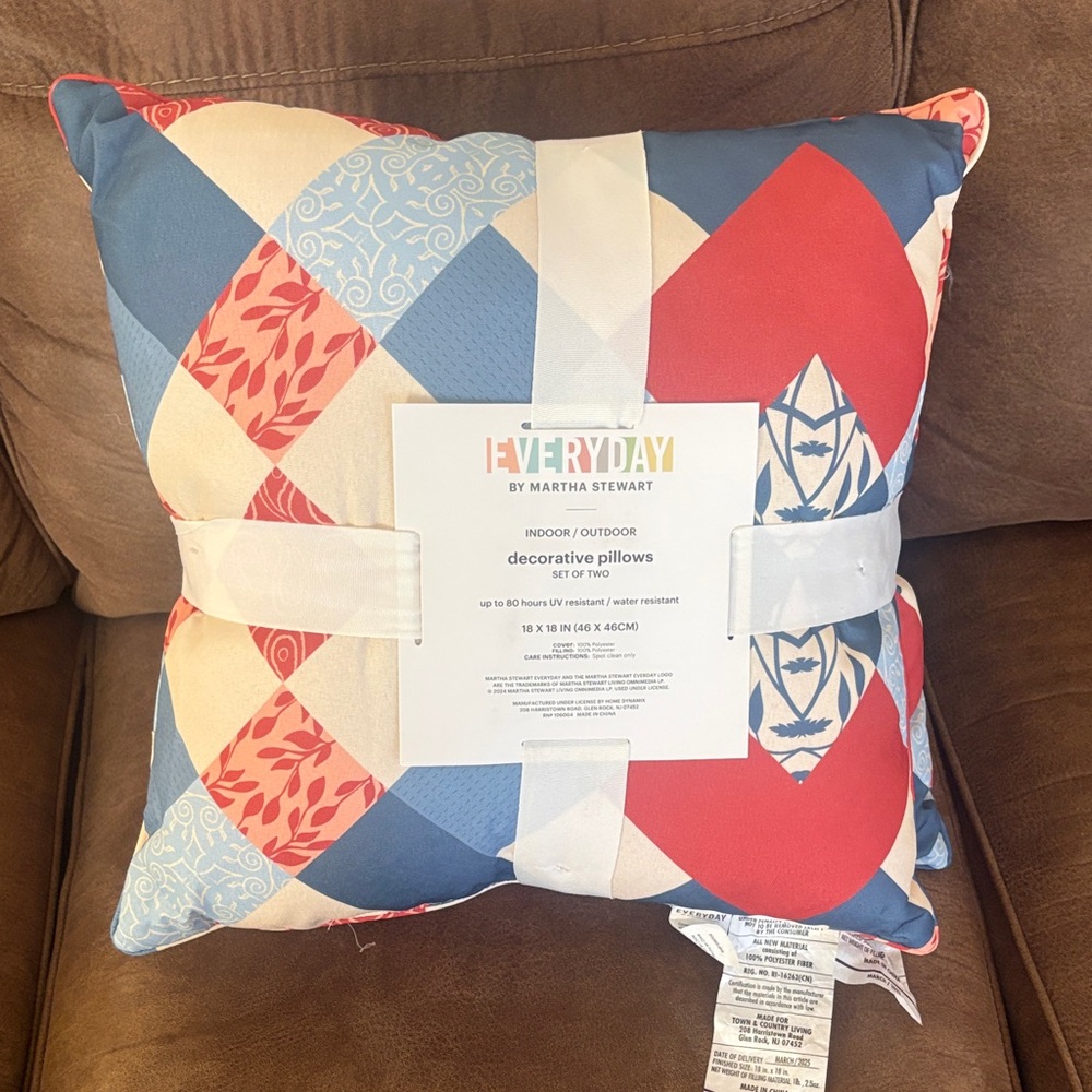 Martha Stewart Red and Blue Accent Pillow